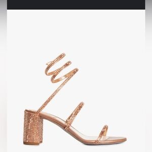 Rene Caovilla 65mm Cleo Snake Block Heel - Rose gold